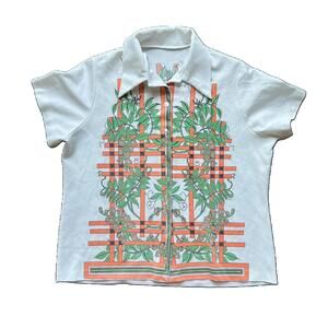 70s mod Poly Knit Top with Dagger Collar